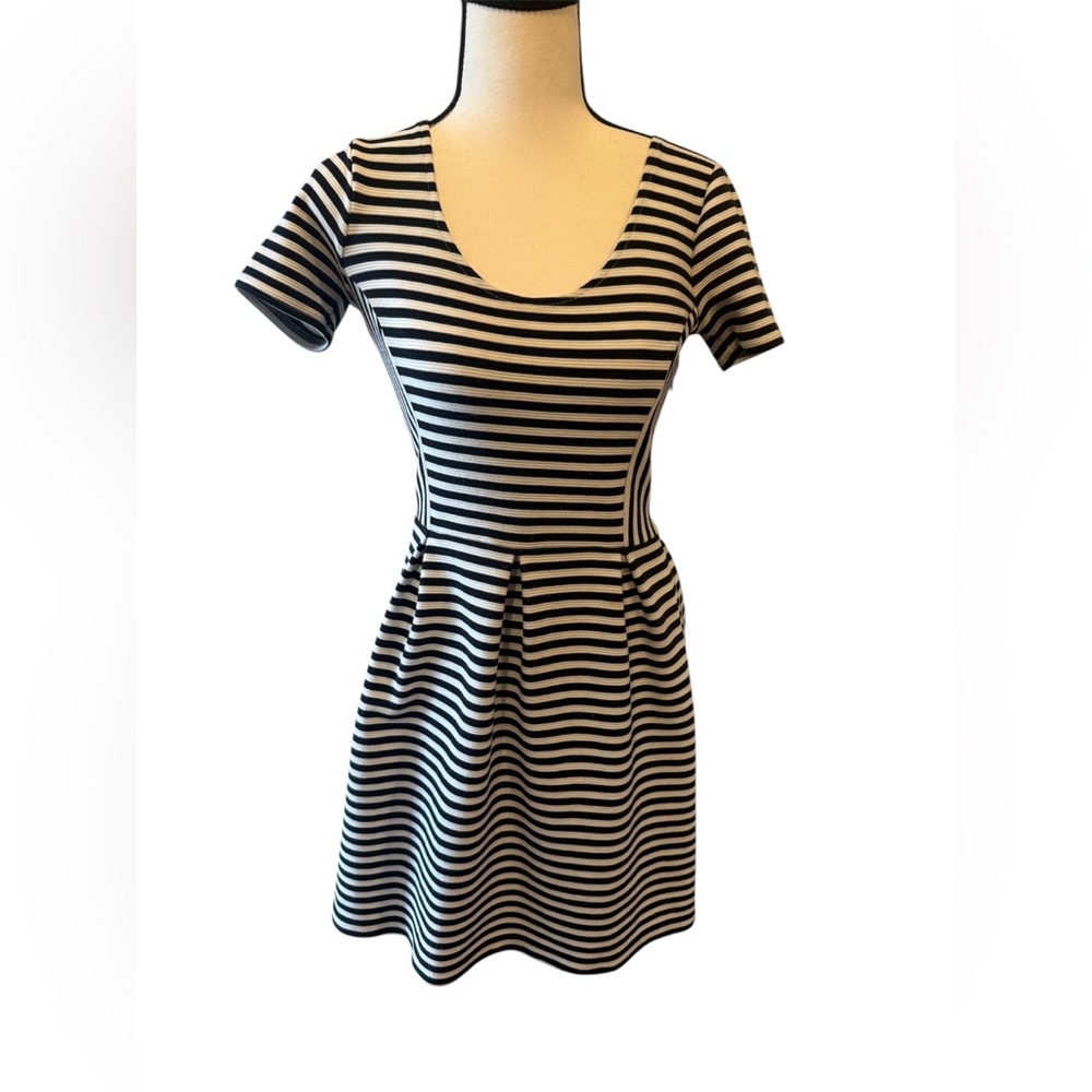 J. Crew | Black and White Striped Mini Dress